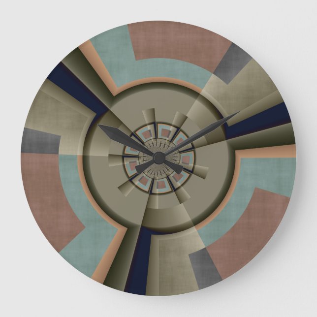 Modern Abstract Color Harmony Fractal Art Graphic Large Clock (Front)