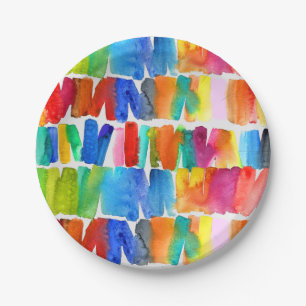 Modern abstract color riot crazy colors paper plate