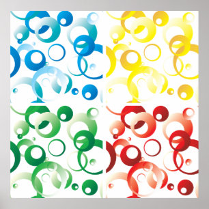 Modern Abstract Colorful Bubbles Geometric Pattern Poster