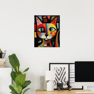 Modern Abstract Colorful Cat Wall Art