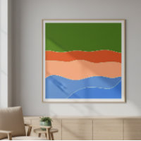 Modern Abstract Colorful Landscape Mid century