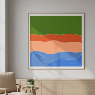 Modern Abstract Colorful Landscape Mid century Poster