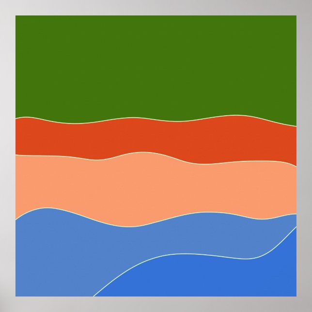 Modern Abstract Colorful Landscape Mid century Poster (Front)