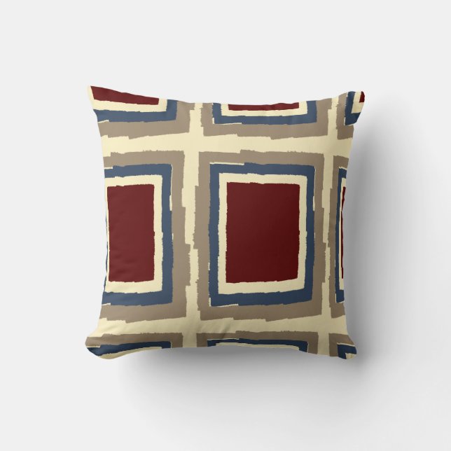 Modern Abstract Colour Block, Burgundy Cream Slate Cushion (Front)