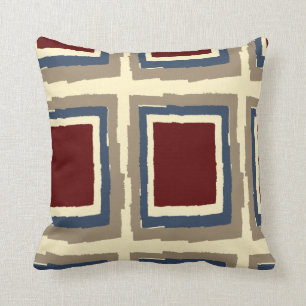 Modern Abstract Colour Block, Burgundy Cream Slate Cushion