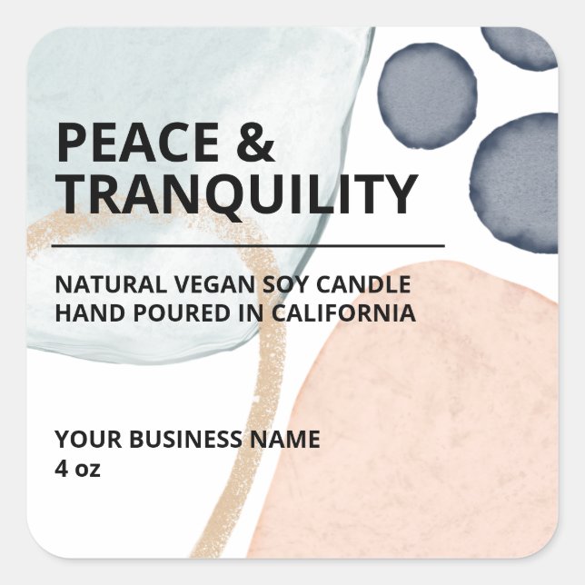 Modern Abstract Colour Block Soy Candle Labels (Front)