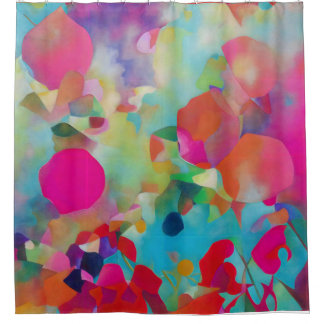 Modern Abstract Colour Flowers Shower Curtain