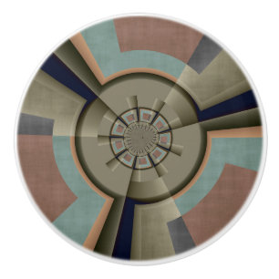 Modern Abstract Colour Harmony Fractal Art Graphic Ceramic Knob