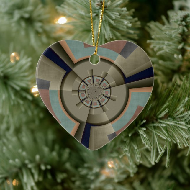 Modern Abstract Colour Harmony Fractal Art Graphic Ceramic Ornament (Tree)