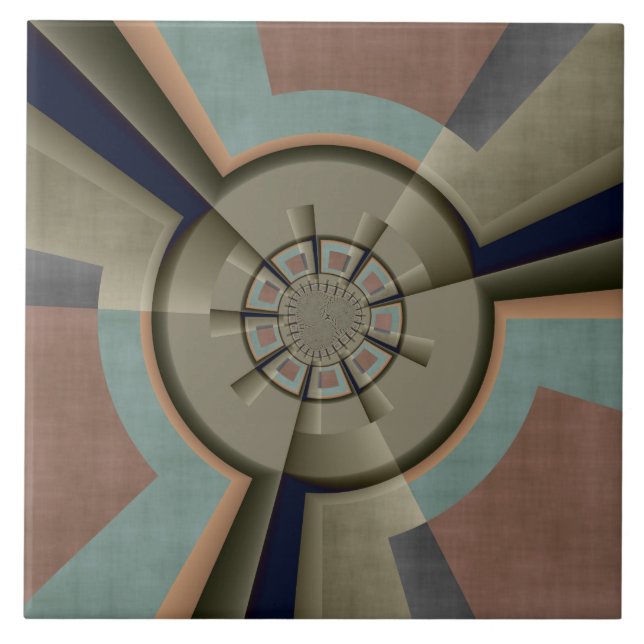 Modern Abstract Colour Harmony Fractal Art Graphic Ceramic Tile (Front)