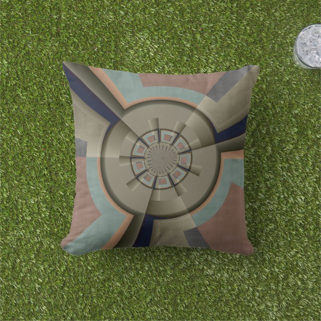 Modern Abstract Colour Harmony Fractal Art Graphic Cushion (Grass)