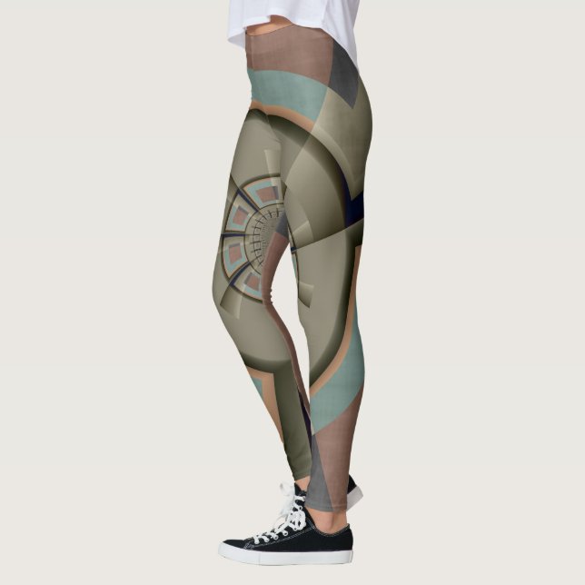 Modern Abstract Colour Harmony Fractal Art Graphic Leggings (Left)