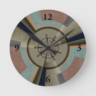 Modern Abstract Colour Harmony Fractal Art Graphic Round Clock