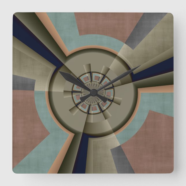 Modern Abstract Colour Harmony Fractal Art Graphic Square Wall Clock (Front)