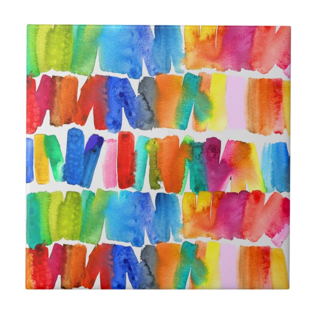 Modern abstract colour riot crazy colours ceramic tile (Front)
