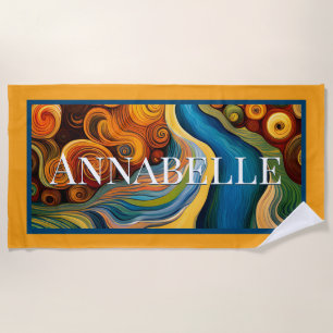 Modern Abstract Colour Swirls Jewel Tone Beach Towel