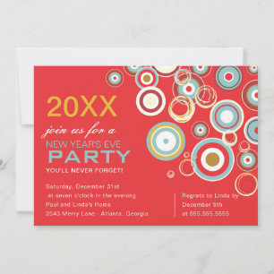 Modern Abstract Colourful Circles New Year Party Invitation