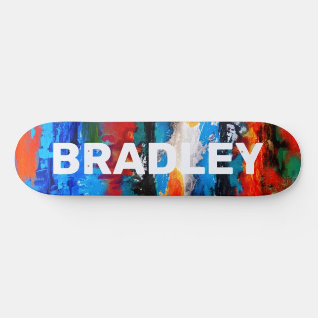 Modern Abstract Colourful Custom Personalised Name Skateboard (Horz)