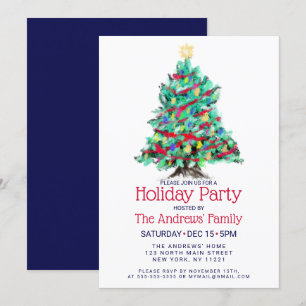 Modern Abstract Colourful Decorated Tree Holiday Invitation