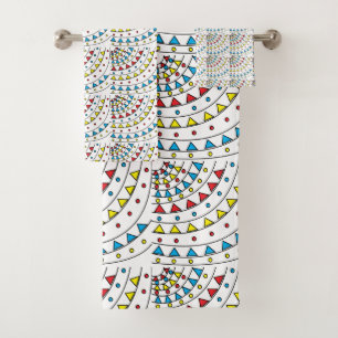 Modern Abstract Colourful Geometric Pattern  Bath Towel Set