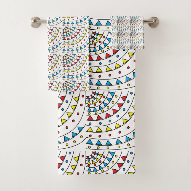 Modern Abstract Colourful Geometric Pattern  Bath Towel Set (Insitu)