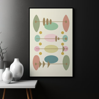 Modern Abstract Colourful Shapes, Mid Century Poster