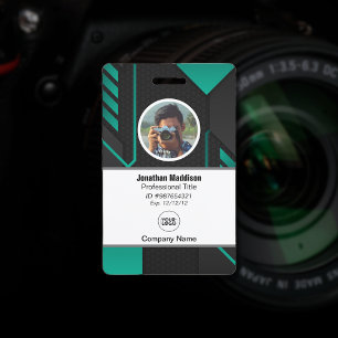 Modern Abstract Company Employee Id   Black Green Badge