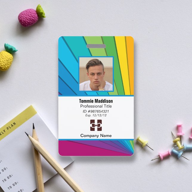 Modern Abstract Company Employee Id | Rainbow ID Badge (Creator Uploaded)