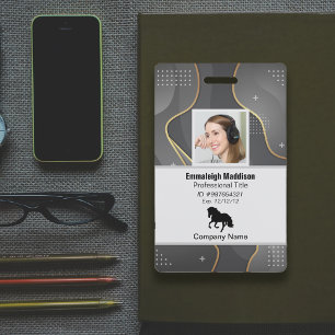 Modern Abstract Company Employee Id Silver Grey ID Badge