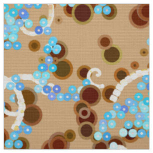 Modern Abstract Confetti Print, Aqua and Brown Fabric