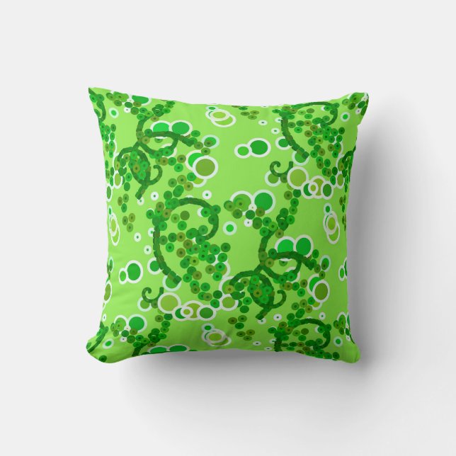 Modern Abstract Confetti Print, Lime Green Cushion (Front)