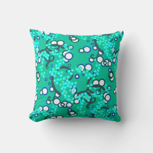 Modern Abstract Confetti Print, Turquoise Cushion