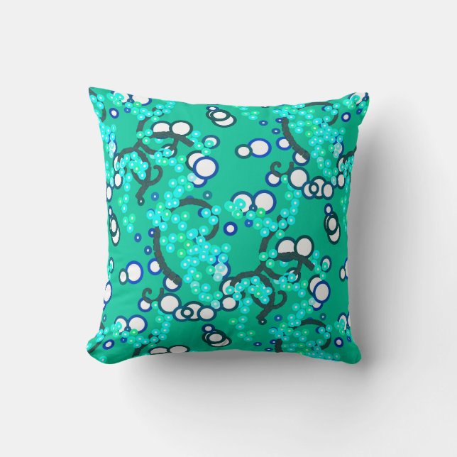 Modern Abstract Confetti Print, Turquoise Cushion (Front)