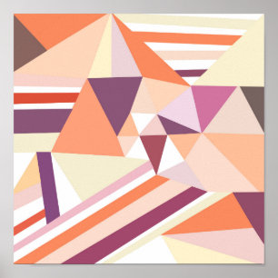 Modern abstract coral pink geometrical pattern poster