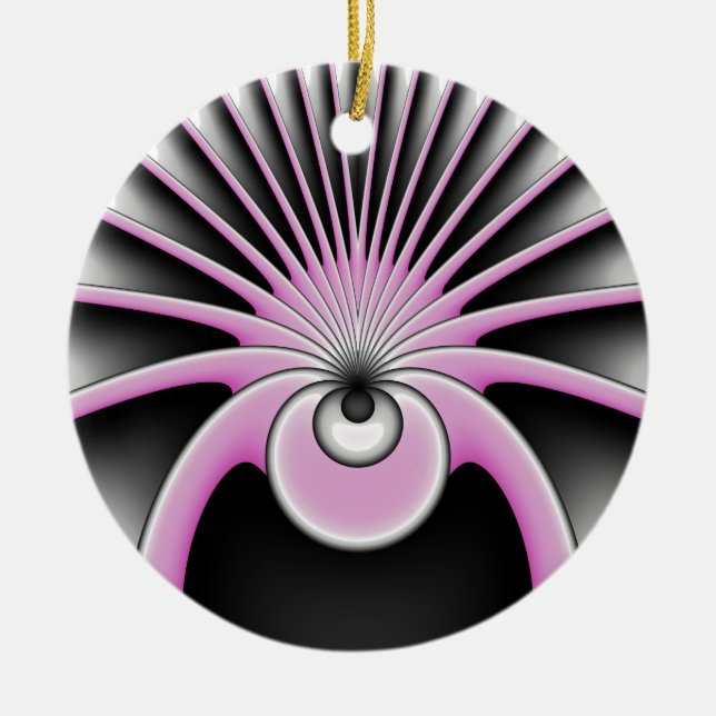 Modern Abstract Crazy Fractal Art Pattern Ceramic Ornament (Front)