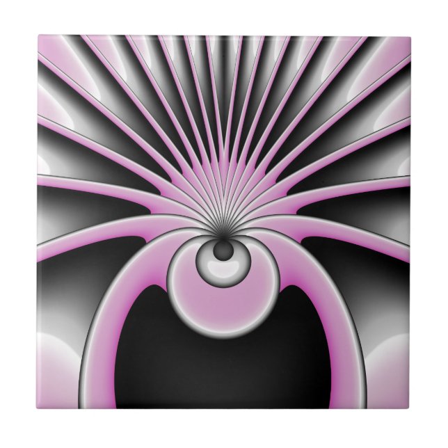Modern Abstract Crazy Fractal Art Pattern Ceramic Tile (Front)