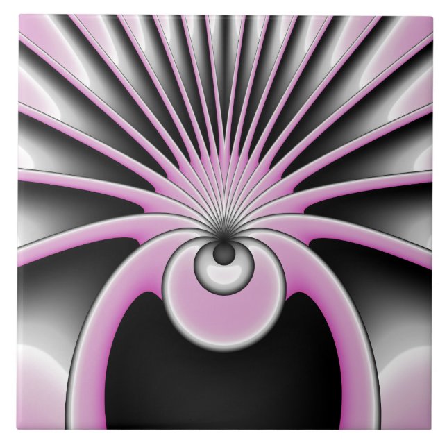 Modern Abstract Crazy Fractal Art Pattern Ceramic Tile (Front)