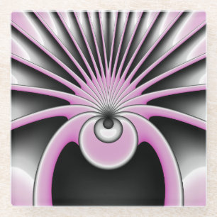 Modern Abstract Crazy Fractal Art Pattern Glass Coaster