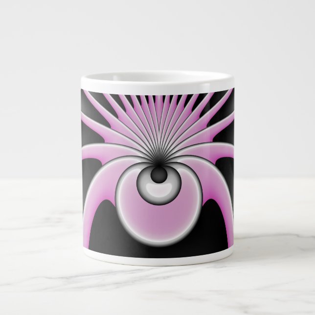 Modern Abstract Crazy Fractal Art Pattern Large Coffee Mug (Front)