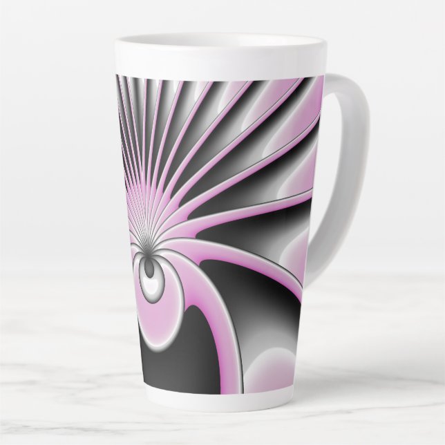 Modern Abstract Crazy Fractal Art Pattern Latte Mug (Right Angle)