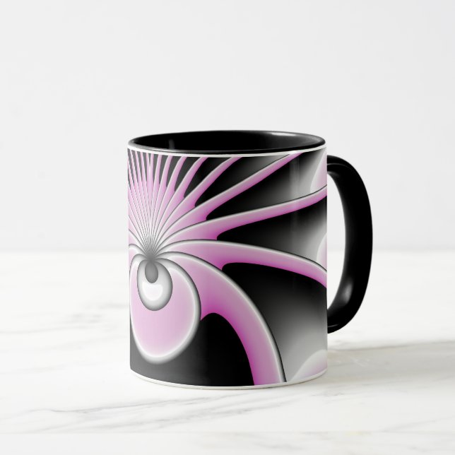 Modern Abstract Crazy Fractal Art Pattern Mug (Front Right)