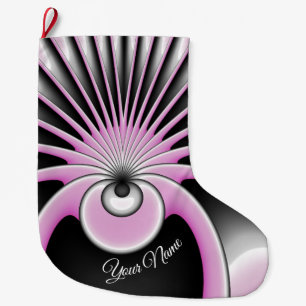 Modern Abstract Crazy Fractal Art Pattern Name Large Christmas Stocking