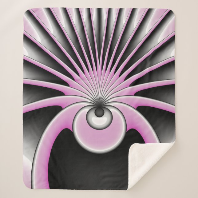 Modern Abstract Crazy Fractal Art Pattern Sherpa Blanket (Front)
