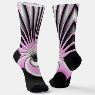 Modern Abstract Crazy Fractal Art Pattern Socks