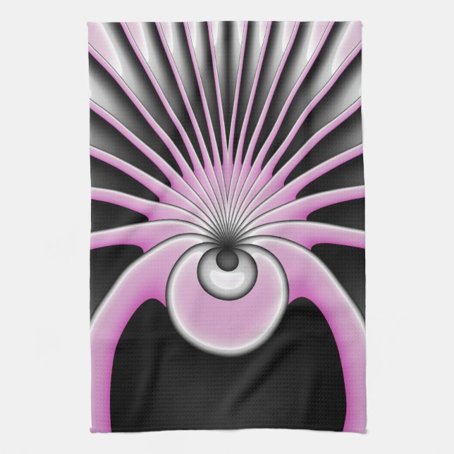 Modern Abstract Crazy Fractal Art Pattern Tea Towel (Vertical)