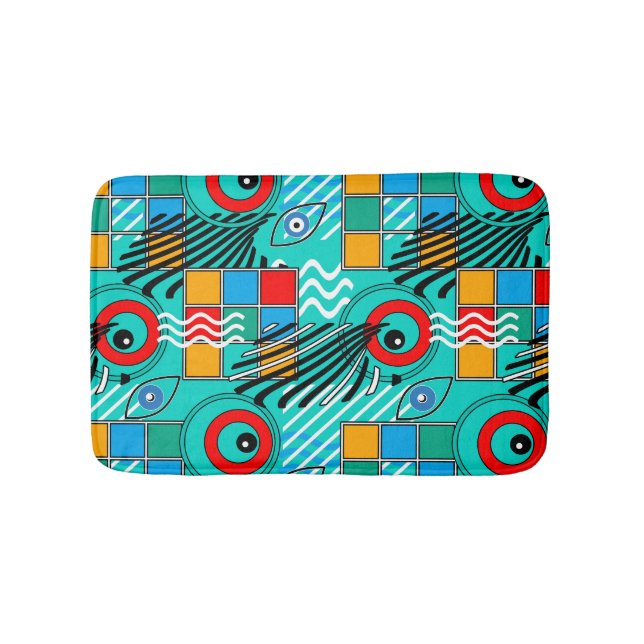 Modern abstract creative multicolored pattern bath mat (Front)