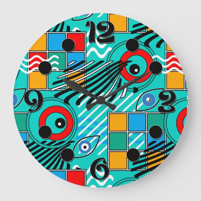 Modern abstract creative multicolored pattern large clock (Front)