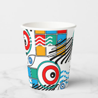 Modern abstract creative multicolored pattern paper cups