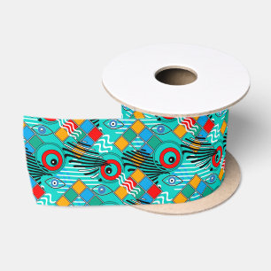 Modern abstract creative multicolored pattern satin ribbon