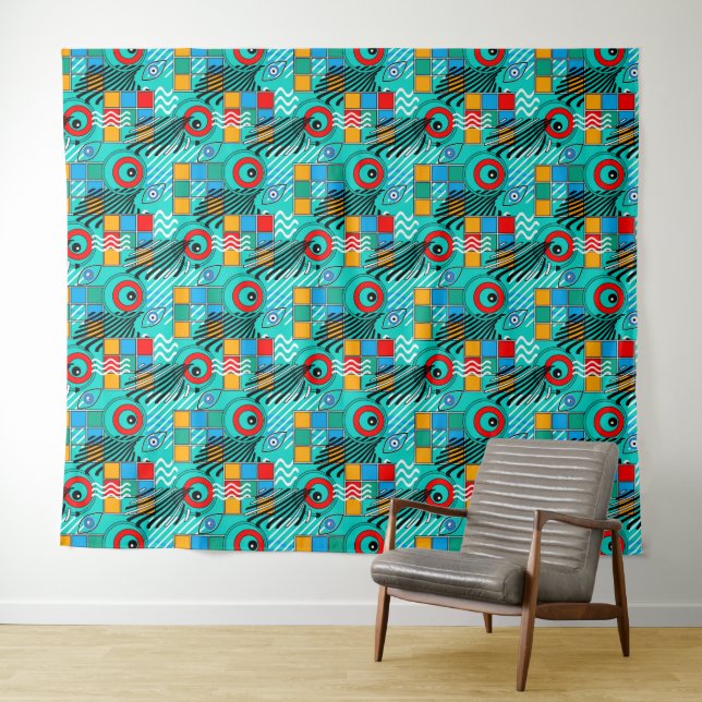 Modern abstract creative multicolored pattern tapestry (In Situ (Horizontal))